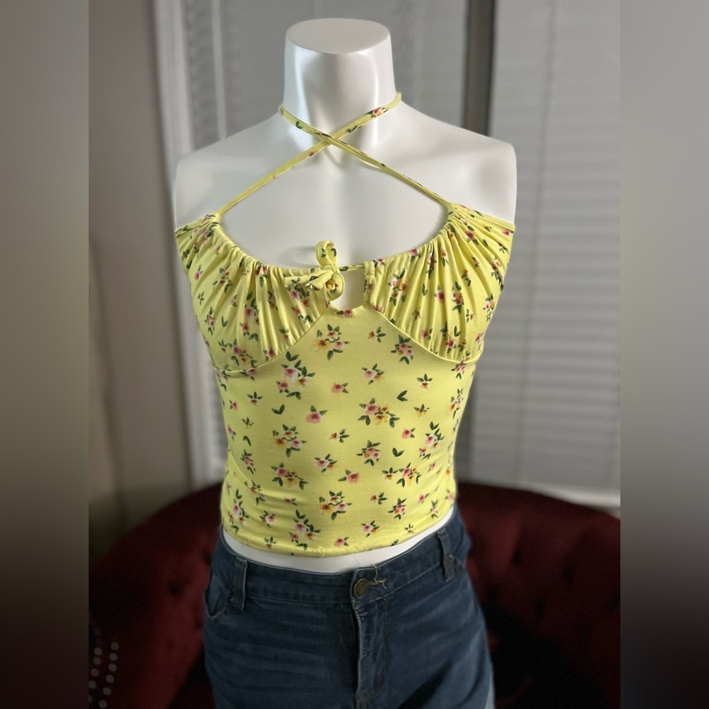 medium peasant style yello/multicolored tank top